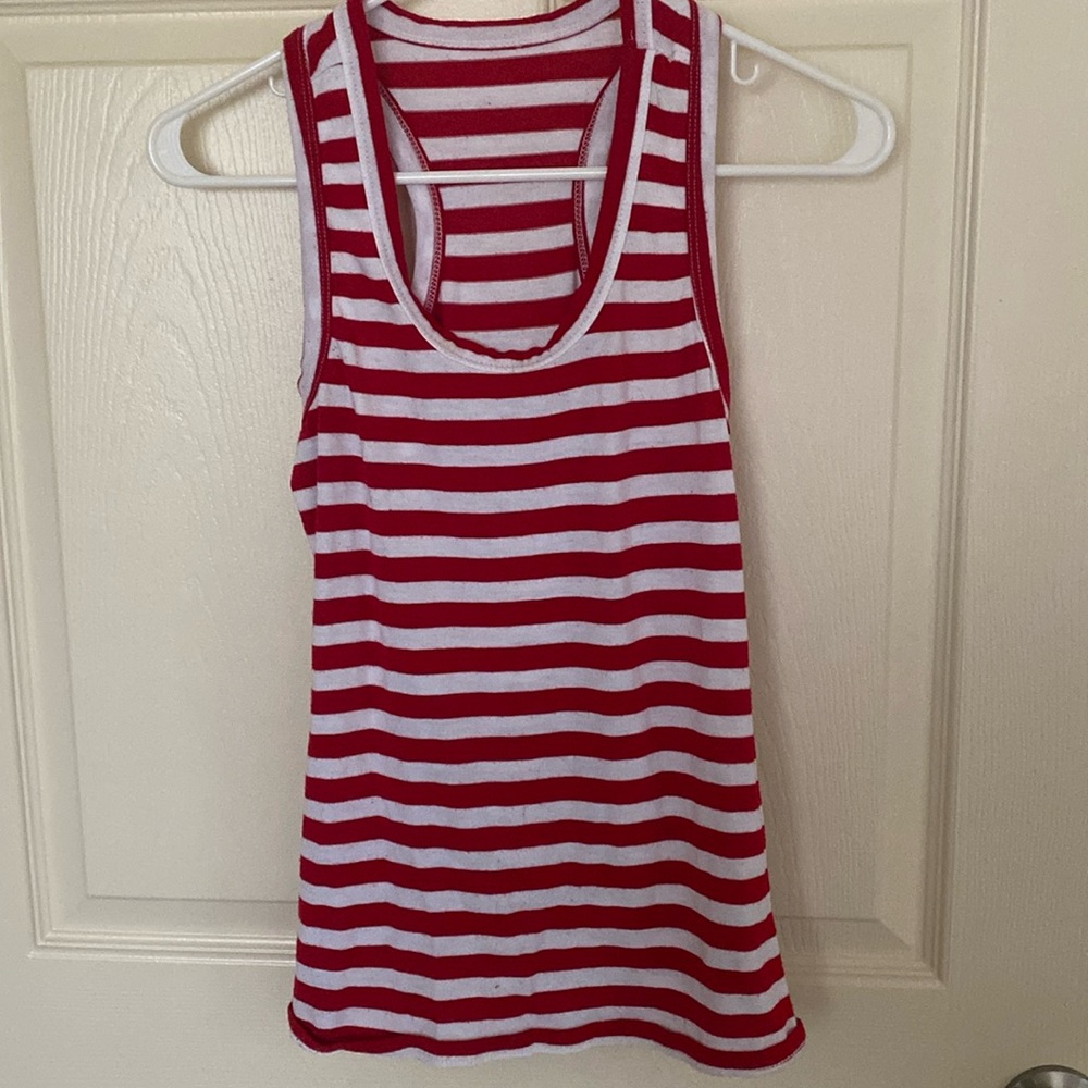 Red and White Striped Tank Top